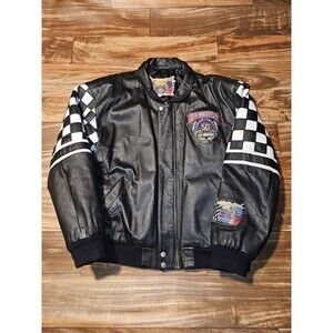 Vintage Nascar Racing 50th Anniversary Jeff Hamilton Leather Jacket Size Large